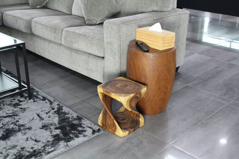 Haussmann Original Wood Twist End Table 10x10x12 in Height Walnut Oil