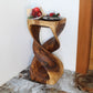 Haussmann Double Twist Pedestal Side Table, Walnut, 14 x 14 x 30 in H