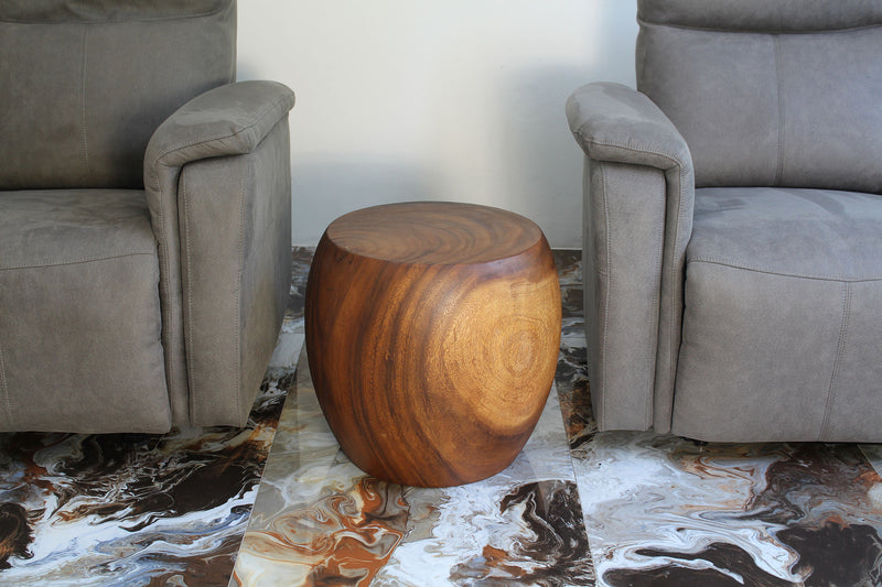 Accent Table MMP Pouf Stool 20 in D x 18 in H (16 T x 14 B) Walnut Oil