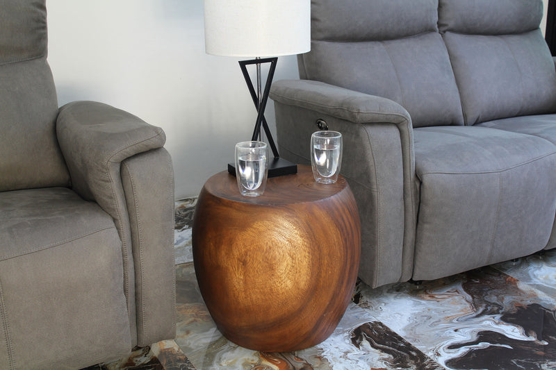 Accent Table MMP Pouf Stool 20 in D x 18 in H (16 T x 14 B) Walnut Oil