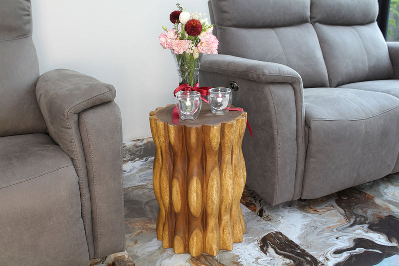 Haussmann Wood Stump End Table Mangrove Root 15 in DIA x 20 in Height Oak Oil