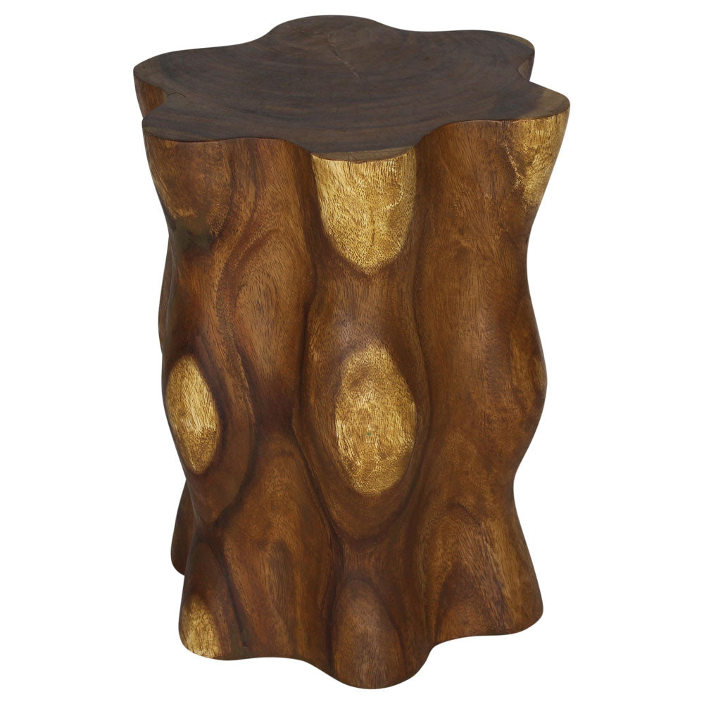 Haussmann® Wood Stump End Table Knobby Root 16 in D x 20 in H Oak Oil