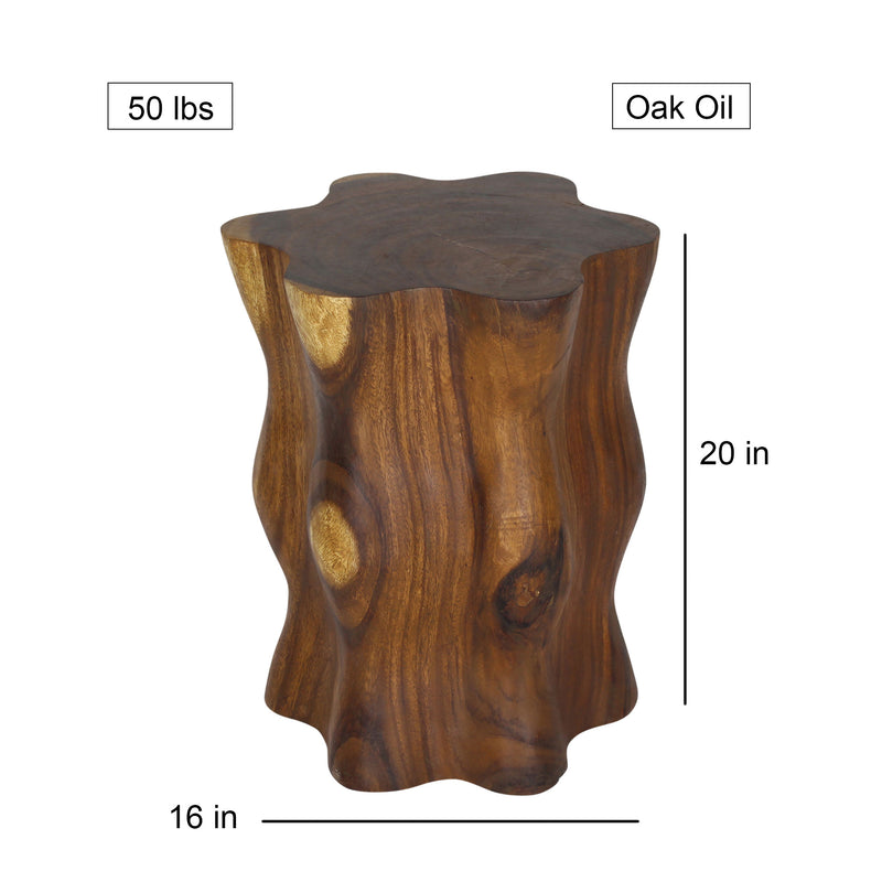 Haussmann Natural Stump Solid Wood End Table - 16 in dia x 20 in H - Oak