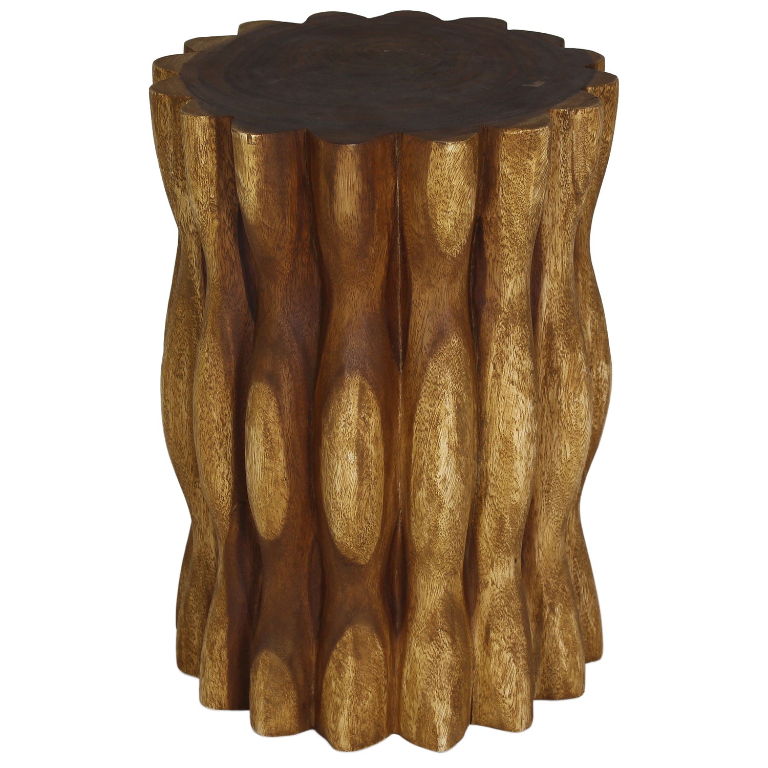 Haussmann Wood Stump End Table Mangrove Root 15 in DIA x 20 in Height Oak Oil
