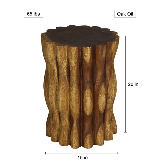 Haussmann Wood Stump End Table Mangrove Root 15 in DIA x 20 in Height Oak Oil