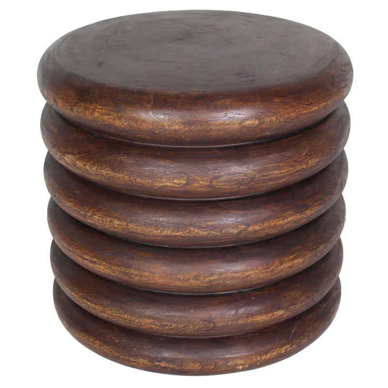 Haussmann Mango Stacked Rings Wood End Table 20 D x 18 in Height Mocha Oil