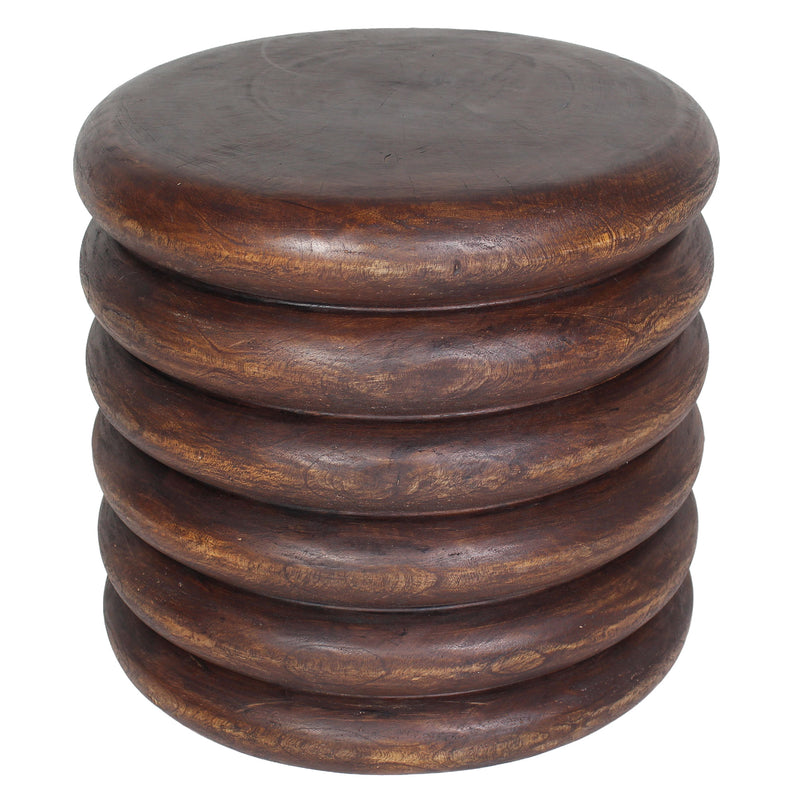 Haussmann Mango Stacked Rings Wood End Table 20 D x 18 in Height Mocha Oil