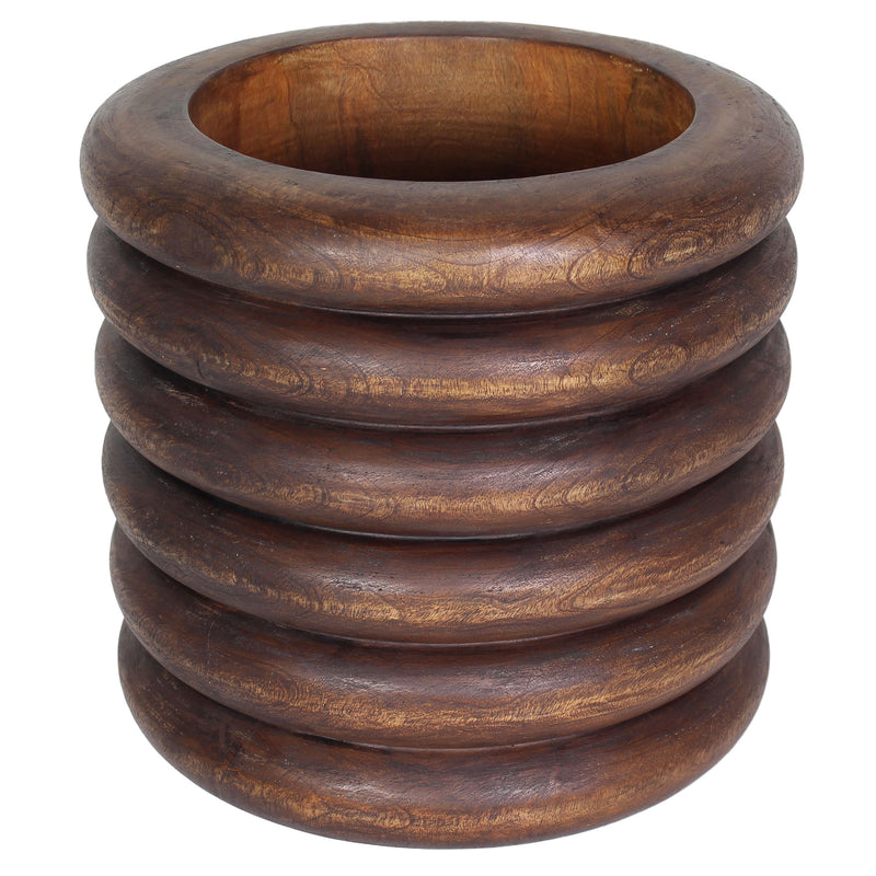 Haussmann Mango Stacked Rings Wood End Table 20 D x 18 in Height Mocha Oil