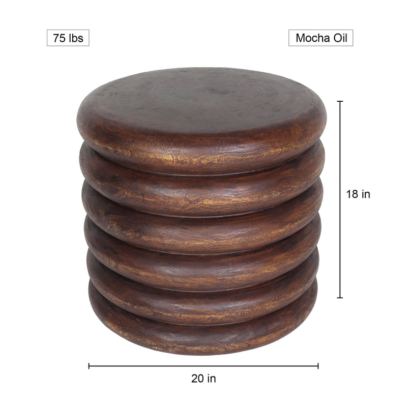 Haussmann Mango Stacked Rings Wood End Table 20 D x 18 in Height Mocha Oil