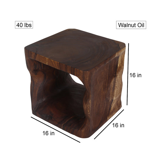 Haussmann® Wood Natural Cube End Sofa Table 16 in x 16 in H Walnut Oil