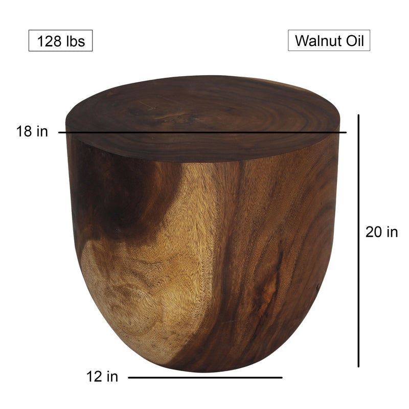 Haussmann® Wood Oval Drum Table 20 in Diameter x 18 in High Walnut Oil