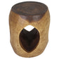 Haussmann Oval Windows Pierced Sculptural Table, Walnut, 15 in dia x 20 in H