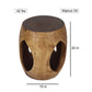 Haussmann Oval Windows Pierced Sculptural Table, Walnut, 15 in dia x 20 in H