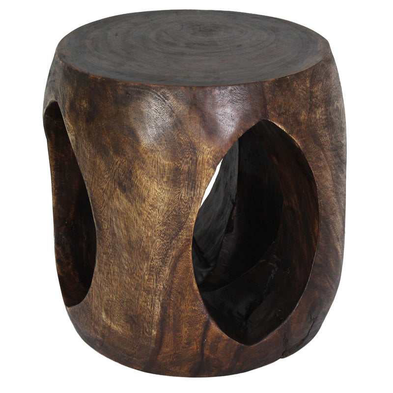 Haussmann Wood Oval Windows Coffee Table 20 inch DIA x 20 inch Height Mocha