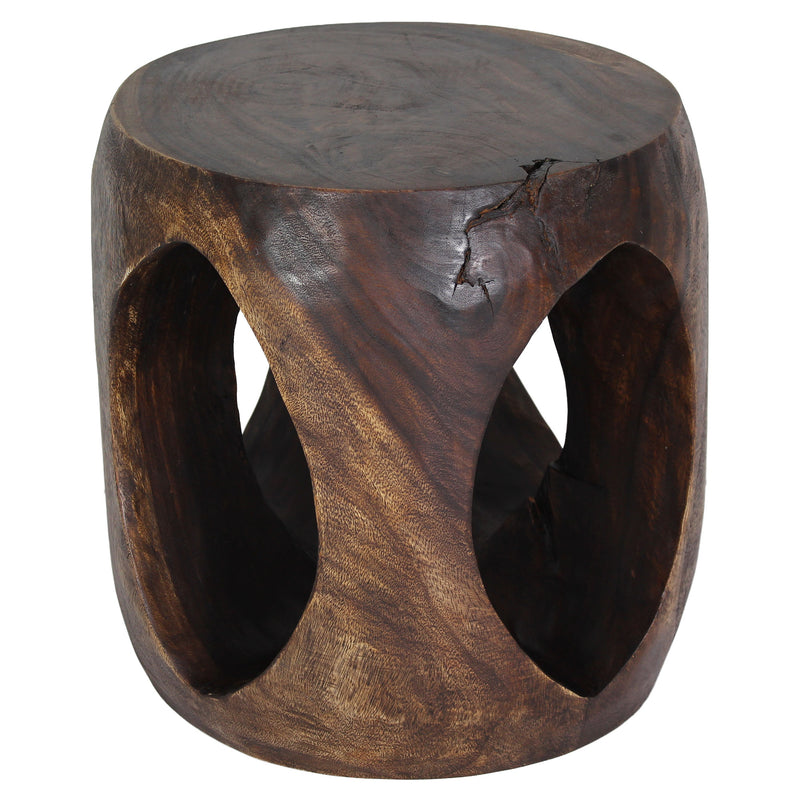 Haussmann Wood Oval Windows Coffee Table 20 inch DIA x 20 inch Height Mocha