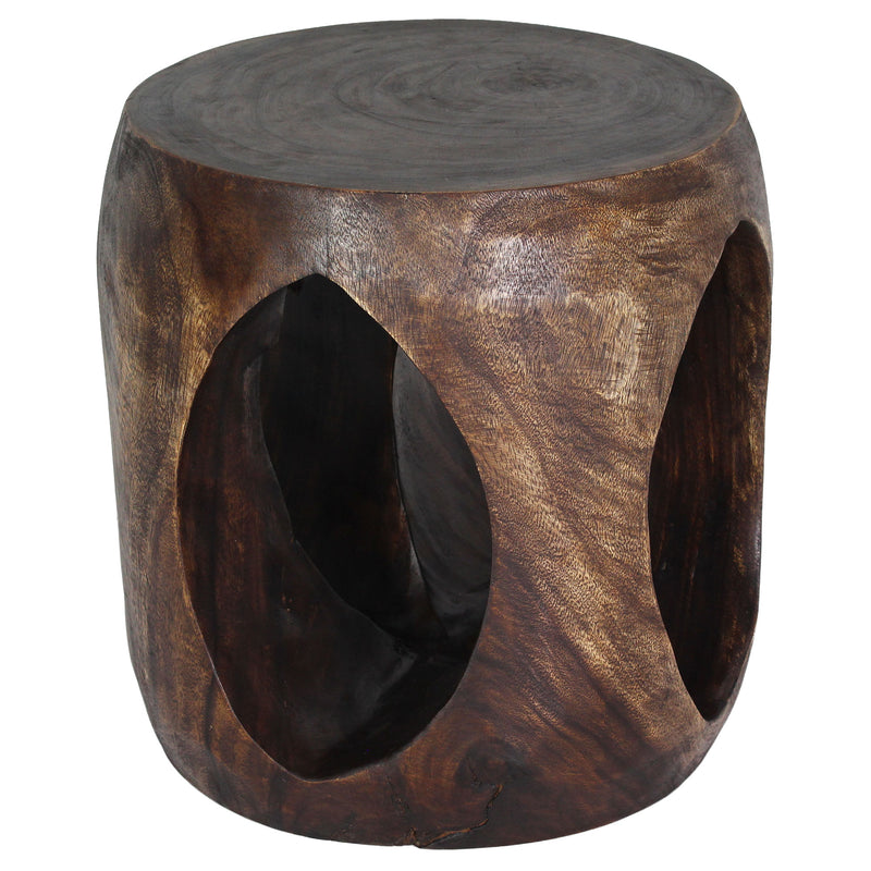 Haussmann Wood Oval Windows Coffee Table 20 inch DIA x 20 inch Height Mocha