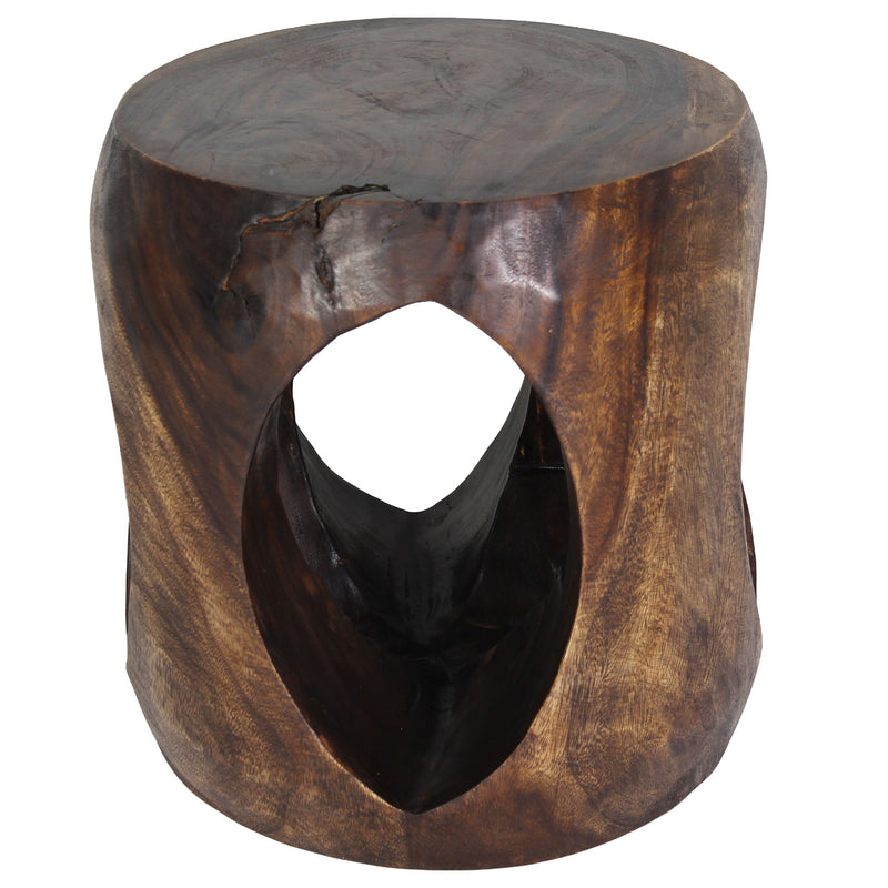 Haussmann Wood Oval Windows Coffee Table 20 inch DIA x 20 inch Height Mocha