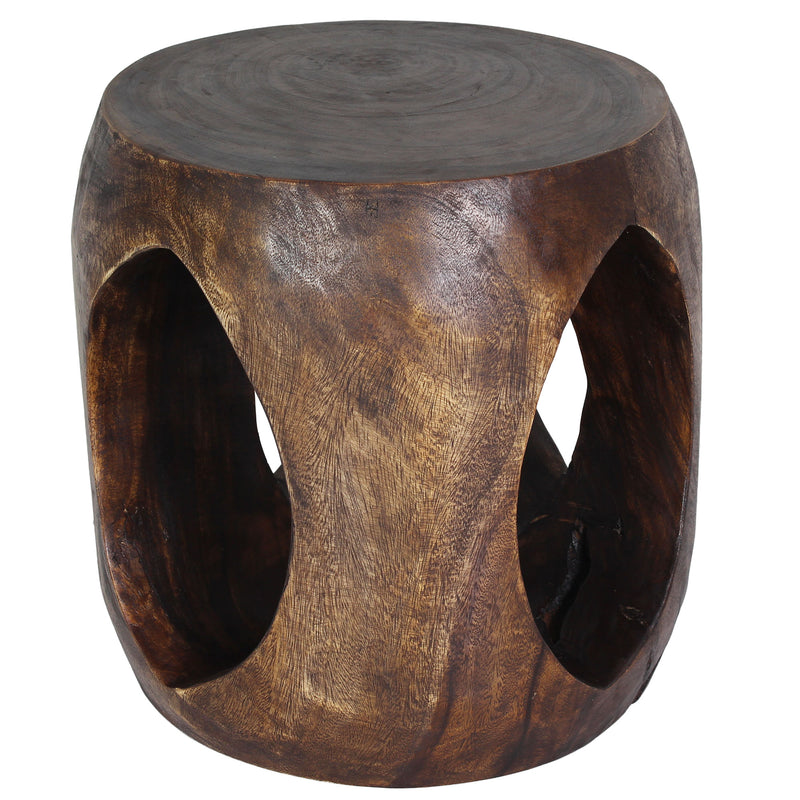 Haussmann Wood Oval Windows Coffee Table 20 inch DIA x 20 inch Height Mocha