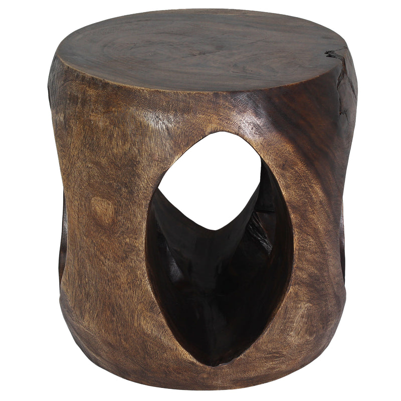 Haussmann Wood Oval Windows Coffee Table 20 inch DIA x 20 inch Height Mocha