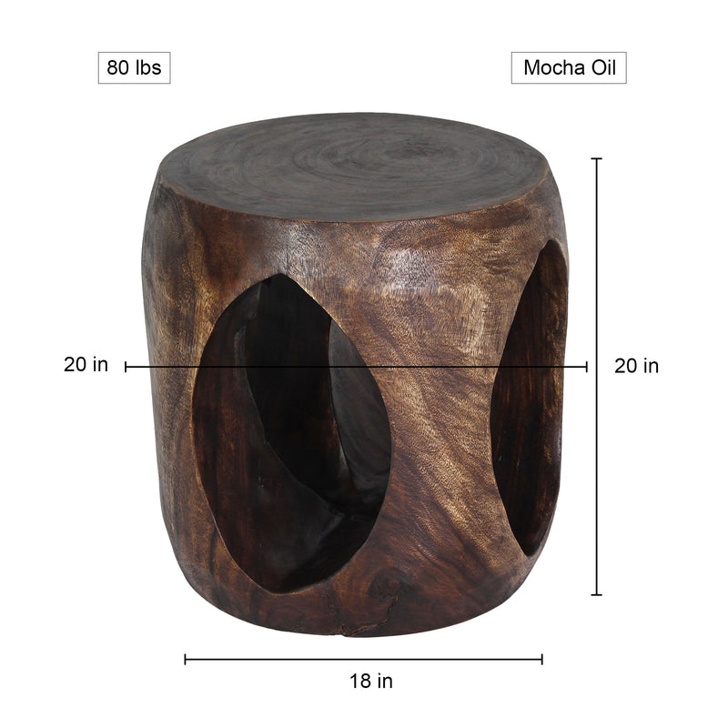 Haussmann Wood Oval Windows Coffee Table 20 inch DIA x 20 inch Height Mocha