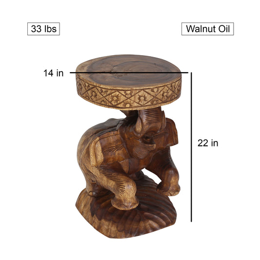 Haussmann® Wood Roaring Chang End Table 14 in DIA x 22 in High Walnut Oil