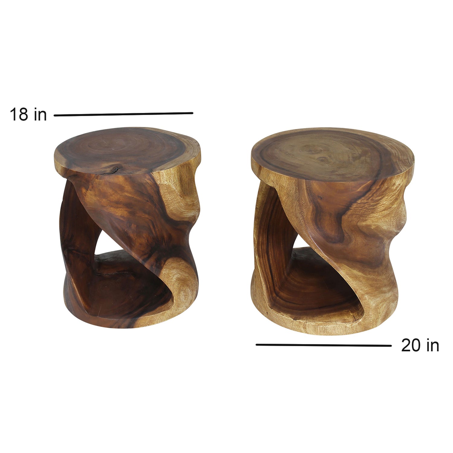 Haussmann Round Twist End Table 20 in DIA x 20 in Height Walnut