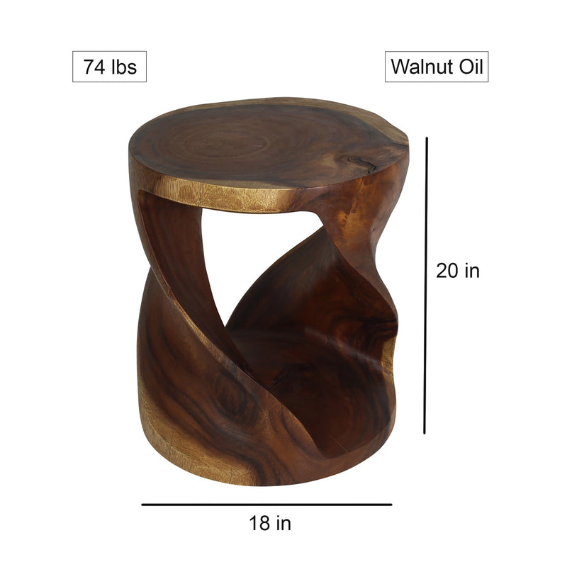 Haussmann® Round Twist End Table 20 in DIA x 20 in H Walnut