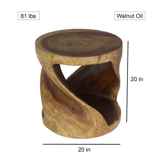 Haussmann Round Twist End Table 20 in DIA x 20 in Height Walnut