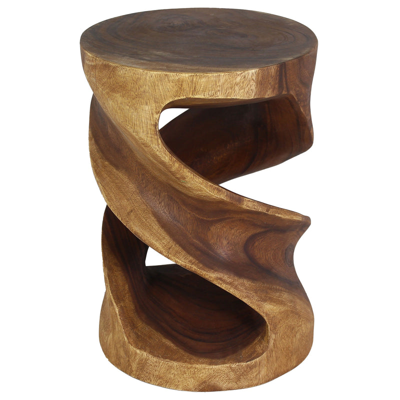 Haussmann Round Double Wood Twist End Table 14 in DIA x 20 in Height Walnut Oil