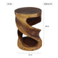 Haussmann Round Double Twist Pedestal Side Table, Walnut, 14 in dia x 20 in H, dimensions