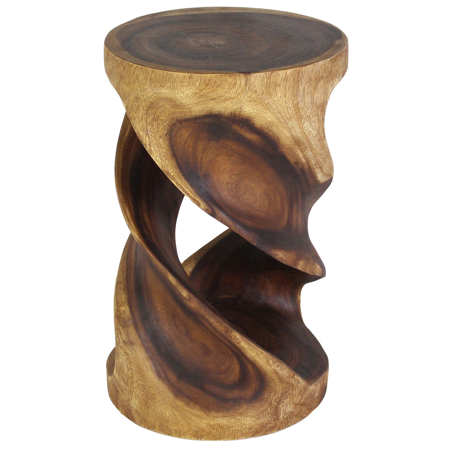 Haussmann Round Double Wood Twist End Table 14 in DIA x 23 in Height Walnut Oil