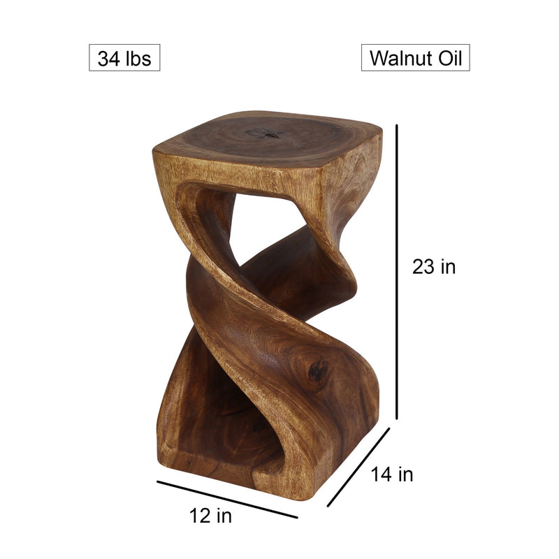 Haussmann® Wood Rectangular Double Twist 12 in x 14 in x 23 in H Walnut Oil