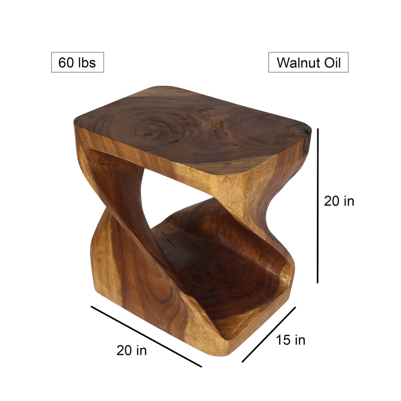 Haussmann® Rectangular Twist End Table 20 x 15 x 20 in High Walnut Oil