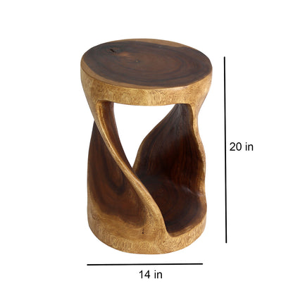 Haussmann® Round Wood Twist Accent Table 14 in DIA x 20 in High Walnut Oil