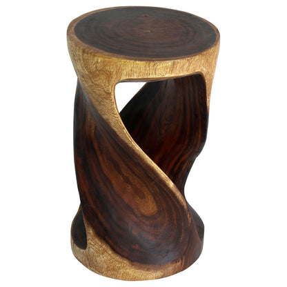 Haussmann Round Twist Solid Wood End Table - 14 in dia x 23 in H - Walnut