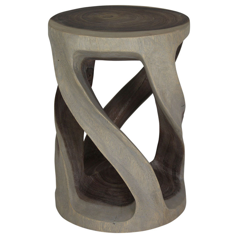 Haussmann Vine Twist Round Pedestal Side Table, Agate Grey, 14 in dia x 20 in H