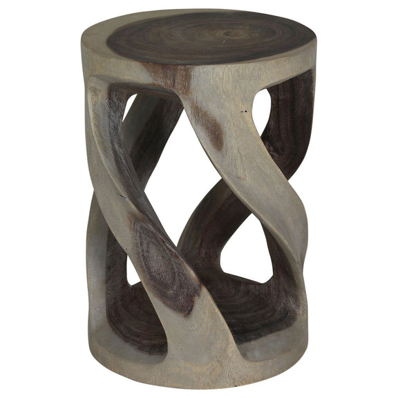 Haussmann Vine Twist Round Pedestal Side Table, Agate Grey, 14 in dia x 20 in H
