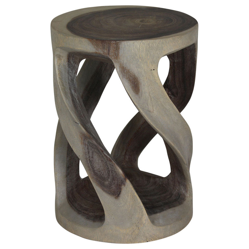 Haussmann Vine Twist Round Pedestal Side Table, Agate Grey, 14 in dia x 20 in H
