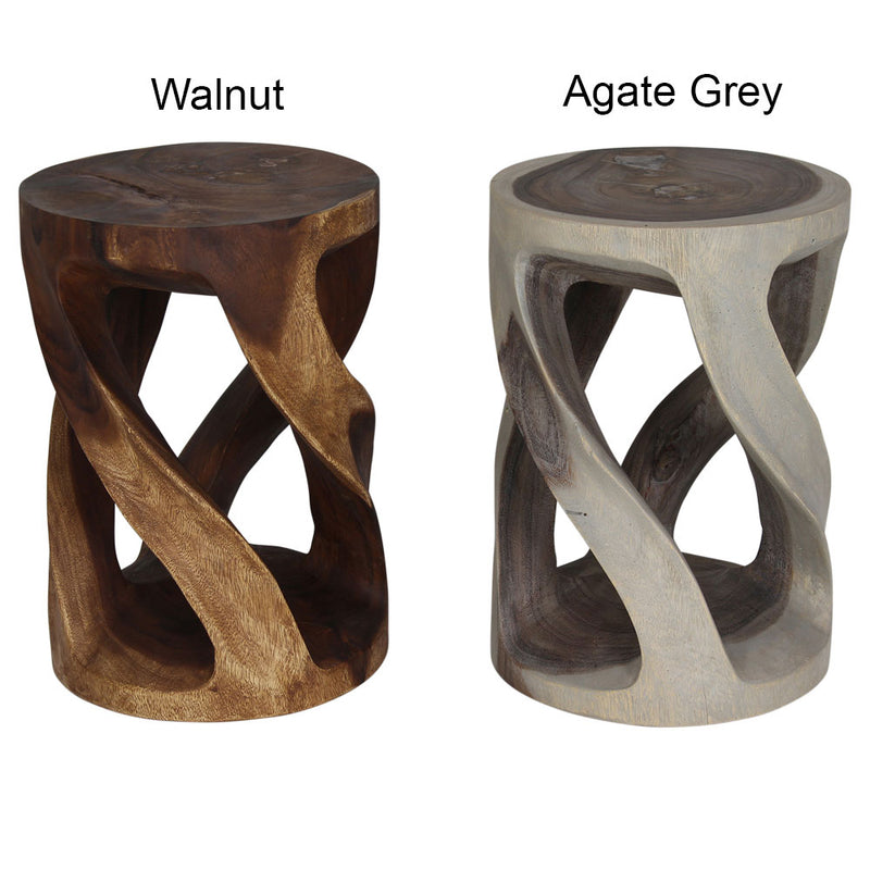 Haussmann® Round Wild Twisted Vine End Table 14 in D x 20 in H Walnut Oil