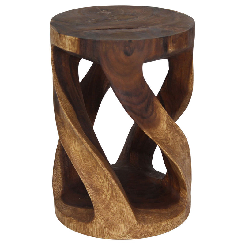 Haussmann® Round Wild Twisted Vine End Table 14 in D x 20 in H Walnut Oil