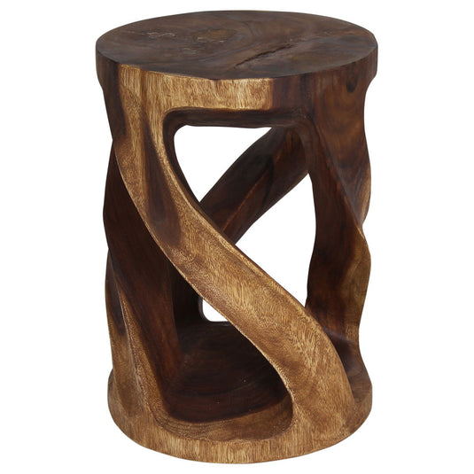 Image Haussmann® Round Wild Twisted Vine End Table 14 in D x 20 in H Walnut Oil