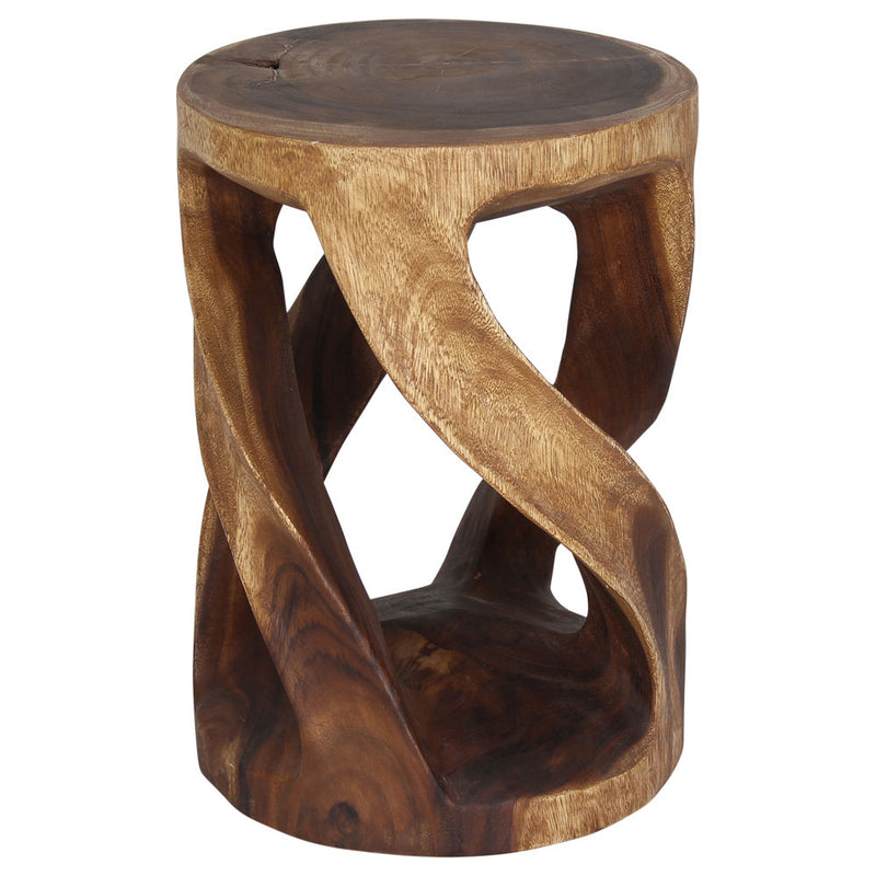 Haussmann® Round Wild Twisted Vine End Table 14 in D x 20 in H Walnut Oil