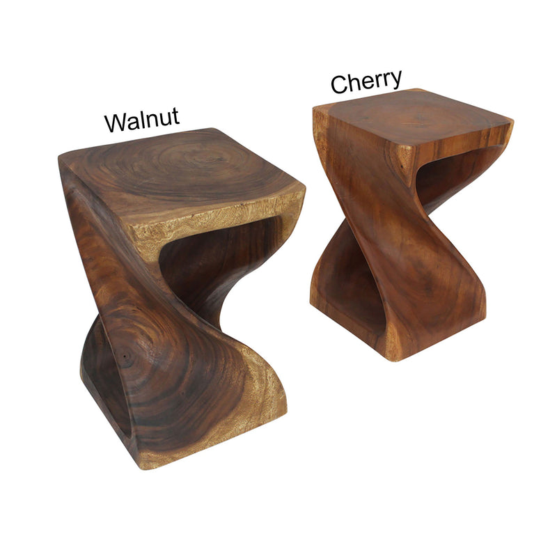 Haussmann® Wood Twist End Table 15 x 15 x 23 inch High Cherry Oil