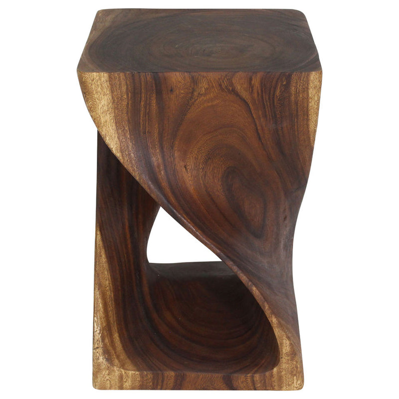 Haussmann® Wood Twist End Table 15 x 15 x 23 inch High Walnut Oil