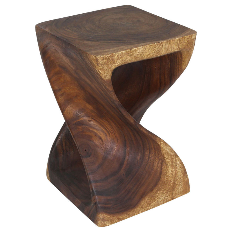 Haussmann® Wood Twist End Table 15 x 15 x 23 inch High Walnut Oil