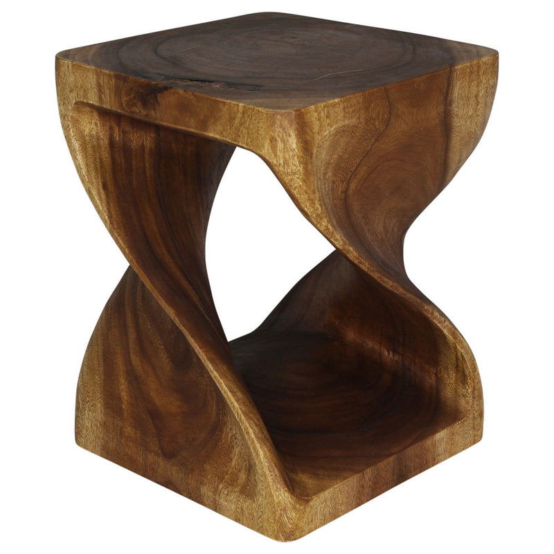 Haussmann® Wood Twist End Table 18 x 18 x 23 inch High Walnut Oil