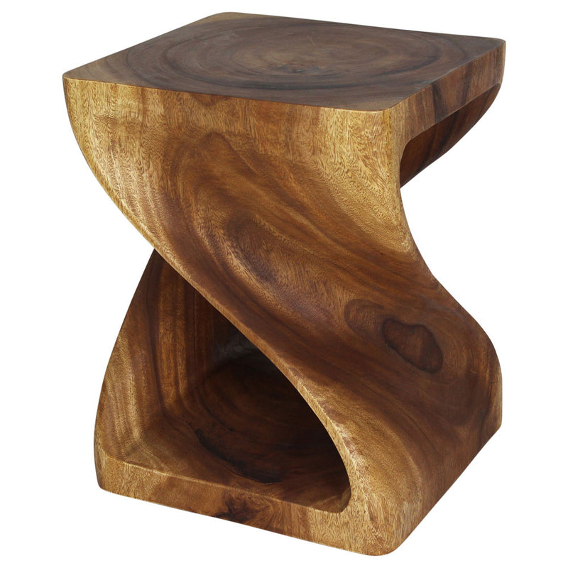 Haussmann® Wood Twist End Table 18 x 18 x 23 inch High Walnut Oil