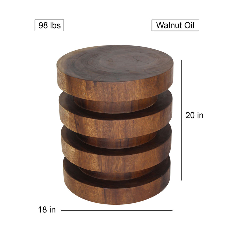 Haussmann® Wood Towering Rings Table 18 in DIA x 20 in H Walnut Oil