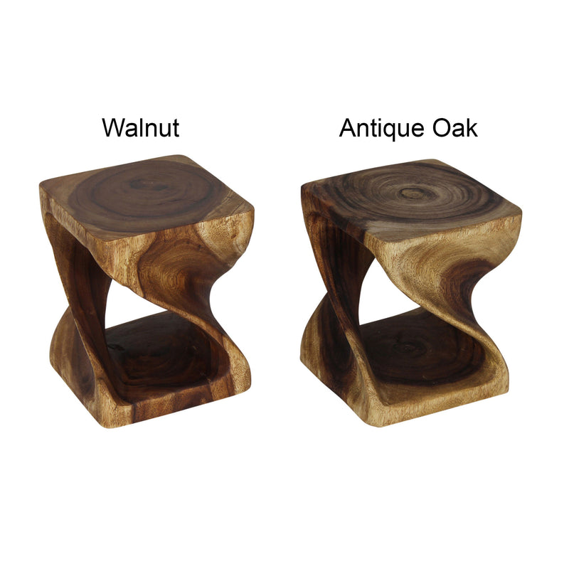 Haussmann Original Wood Twist End Table 10x10x12 in Height Walnut Oil