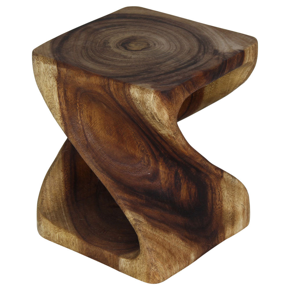 Haussmann Original Wood Twist End Table 10x10x12 in Height Antique Oak Oil